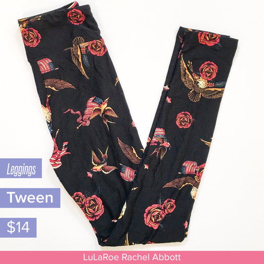 Americana - Tween Leggings Eagle, Roses, and Flag
